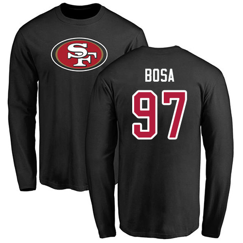 Men San Francisco 49ers Black Nick Bosa Name and Number Logo #97 Long Sleeve NFL T Shirt